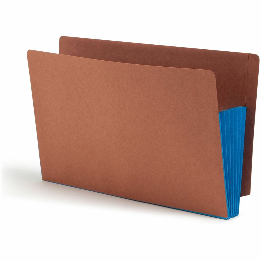 Smead Straight Tab Cut Legal File Pocket - 8 1/2" x 14" - 5 1/4" Expansion - 12.5 pt. - 2 Plys - Redrope - Blue - Embossed - 30% Recycled - 10 / Box