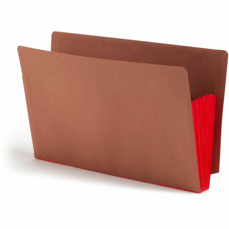 Smead TUFF Pocket Straight Tab Cut Legal File Pocket - 8 1/2" x 14" - 5 1/4" Expansion - 12.5 pt. - 2 Plys - Tyvek, Redrope - Red - Embossed - 30% Recycled - 10 / Box