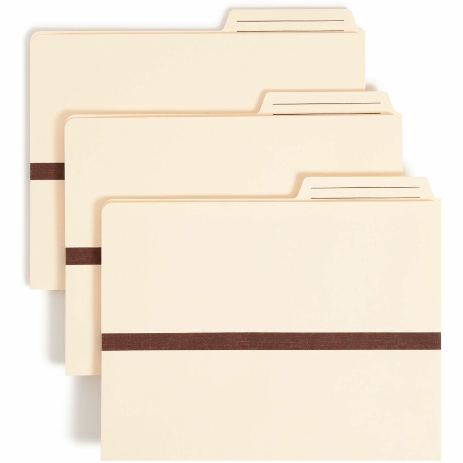 Smead TUFF Pocket 2/5 Tab Cut Letter File Pocket - 8 1/2" x 11" - 1" Expansion - Top Tab Location - Right Tab Position - 11 pt. - 1 Plys - Manila - Heavyweight Cover, Tear Resistant - 10% Recycled - 1 Each