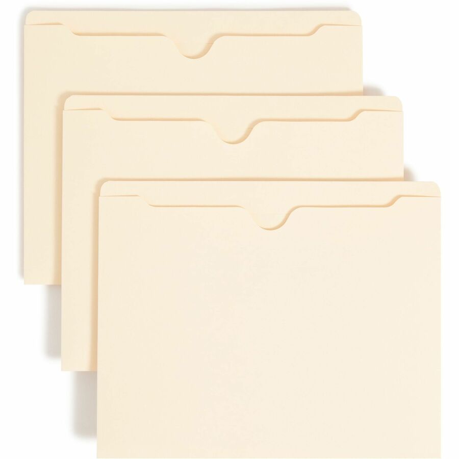 Smead Straight Tab Cut Letter File Jacket - 8 1/2" x 11" - 11 pt. - 2 Plys - Manila - Reinforced, Slip Resistant - 10% Recycled - 100 / Box