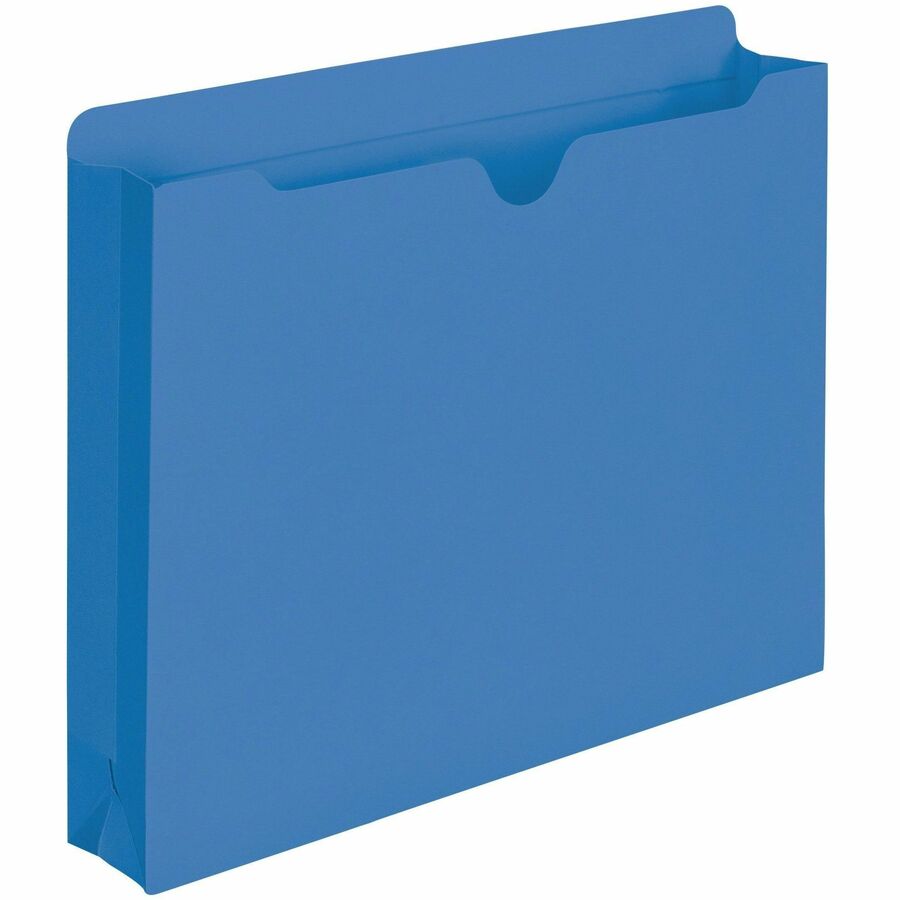 Smead Colored Straight Tab Cut Letter File Jacket - 8 1/2" x 11" - 2" Expansion - 11 pt. - 2 Plys - Blue - Slip Resistant, Reinforced Tab - 10% Recycled - 50 / Box