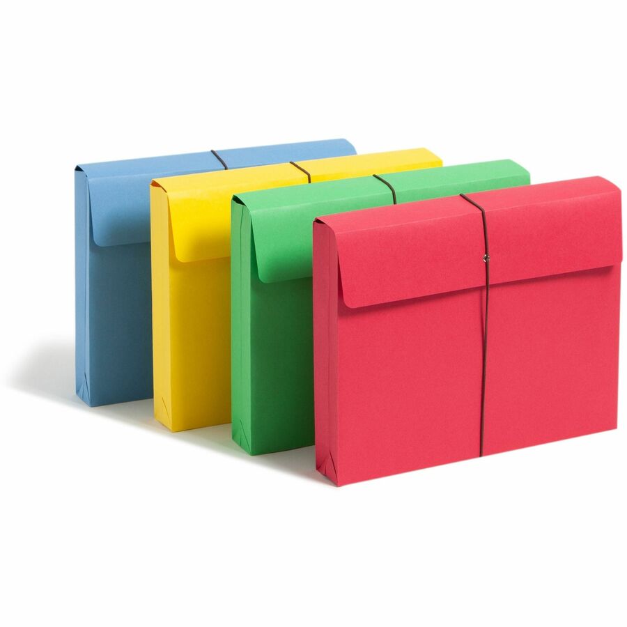 Smead File Wallet - 11 3/4" x 9 1/2" - 2" Expansion - 11 pt. - Blue, Green, Red, Yellow - Elastic Closure, Heavy Duty, Flap Closure - 10% Recycled - 50 / Box