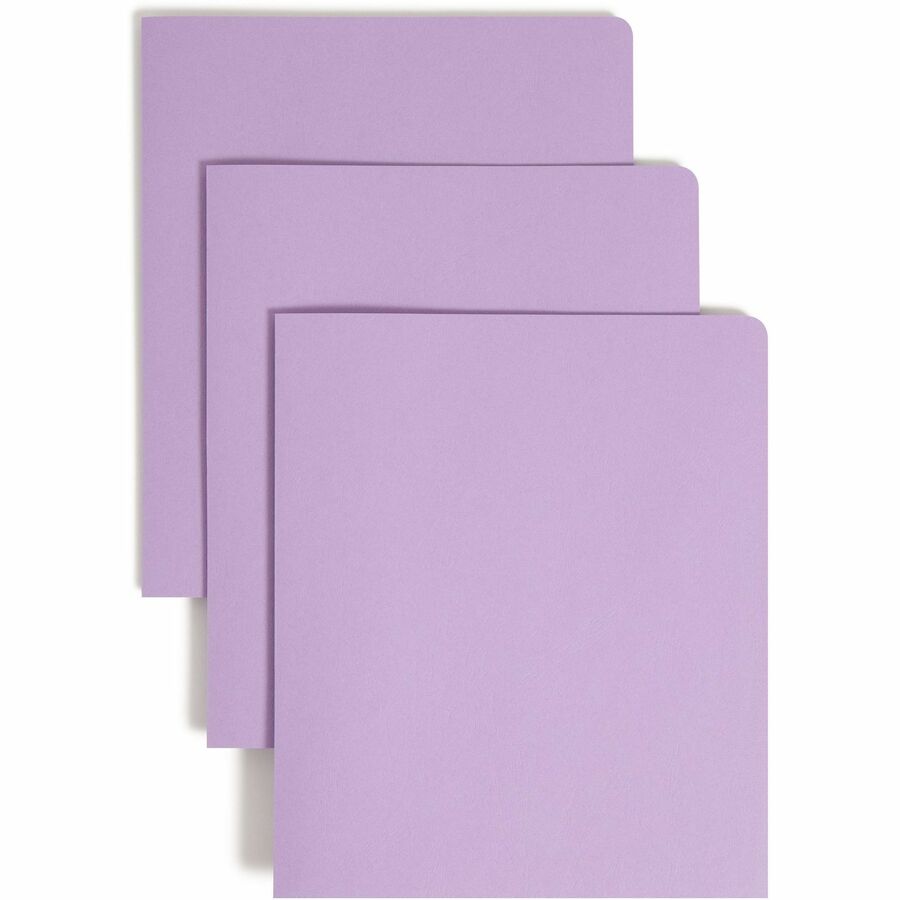 Smead Letter Pocket Folder - 1/2" Folder Capacity - 8 1/2" x 11" - 2 Pocket - 11 pt. - Leatherette - Lavender - 10% Recycled - 25 / Box