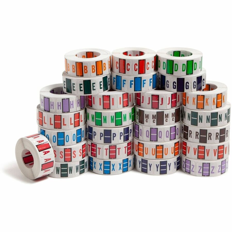 Smead BCCR Bar-Style Color-Coded Labels - A-Z - x 1 1/4" Width x 1" Length - Assorted - Laminated - 500 / Roll - 1 Box