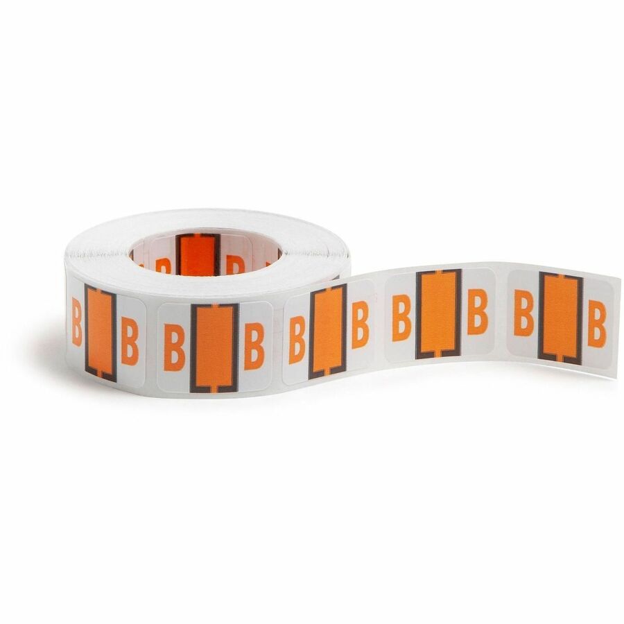 Smead BCCR Bar-Style Color-Coded Labels - B - x 1 1/4" Width x 1" Length - Light Orange - Laminated - 1 Roll
