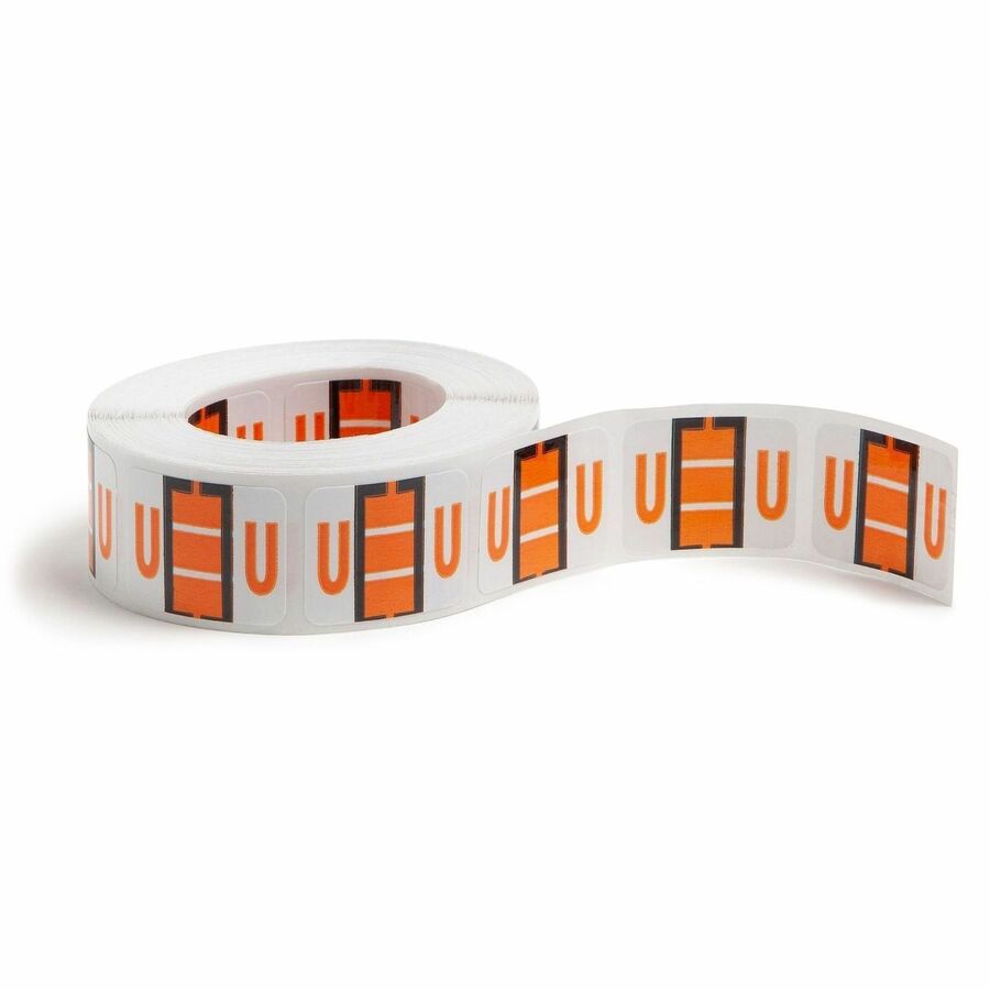Smead BCCR Bar-Style Color-Coded Labels - U - x 1 1/4" Width x 1" Length - Light Orange - Laminated - 1 Roll