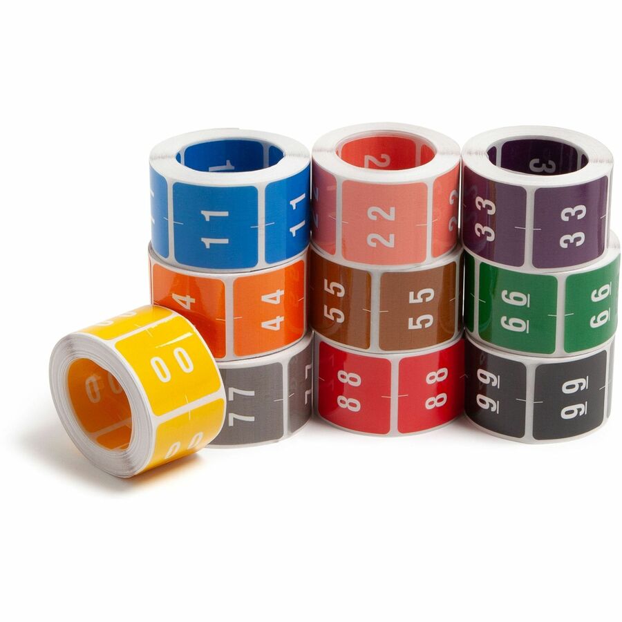 Smead DCC Color-Coded Numeric Labels - 0-9 - x 1 1/2" Width x 1 1/2" Length - Assorted - Laminated - 250 / Roll - 1 Box