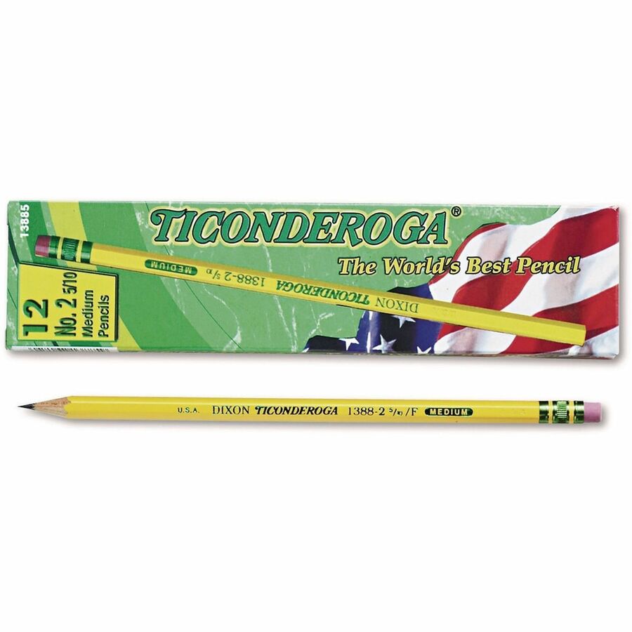 Ticonderoga No. 2.5 Pencils - Black Lead - # 2.5 - Yellow Cedar Barrel - 12 / Dozen
