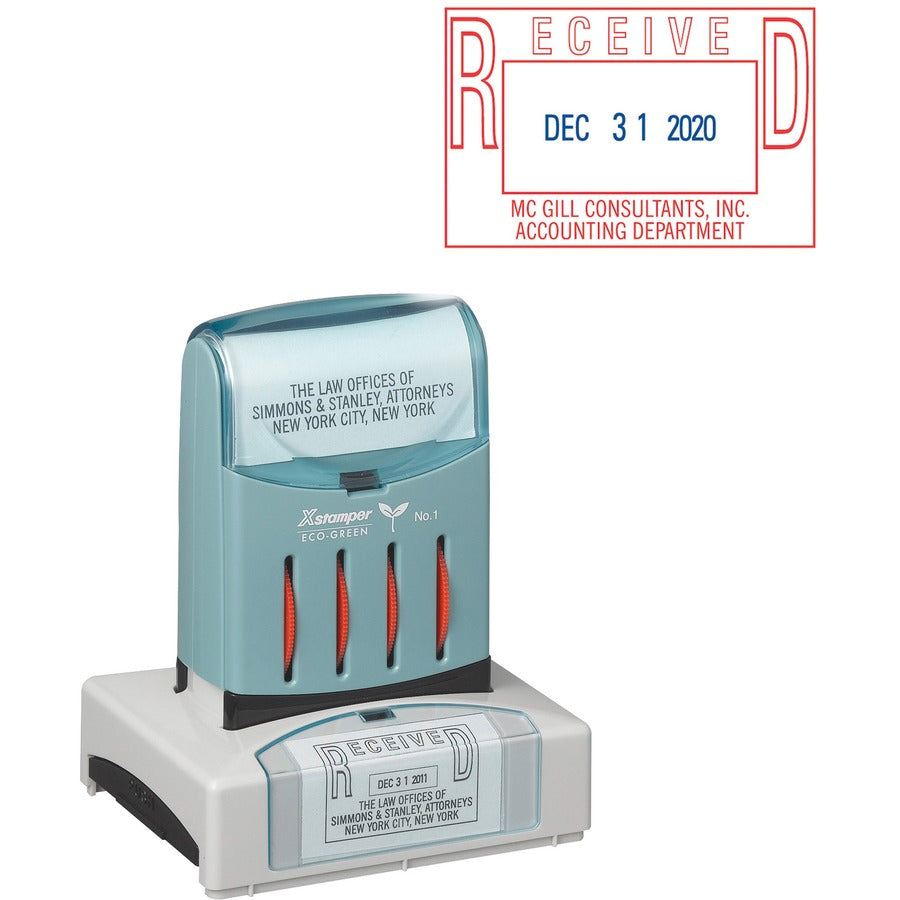Xstamper Custom VersaDater Stamp - Custom Message/Date Stamp - 1.31" Impression Width x 2.12" Impression Length - 50000 Impression(s) - 1 Each