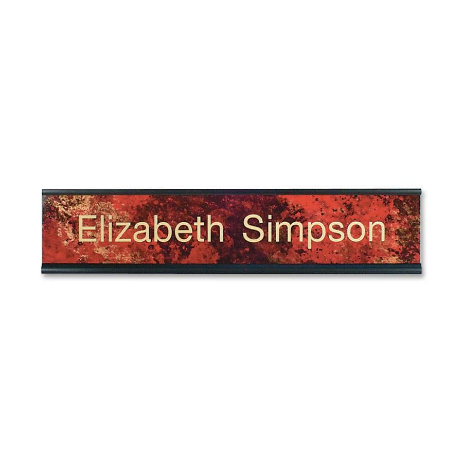 Xstamper Standard Aluminum Desk Sign - 10" Width x 2" Height - Aluminum - Black - 1 Each