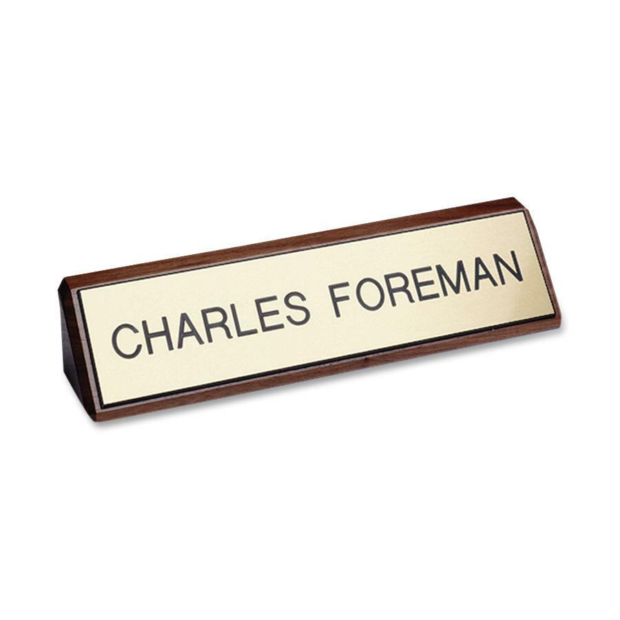 Xstamper Xecutives Plastic Name Plates On Wood - 8" Width x 2" Height - Indoor - Plastic, Wood - 1 Each