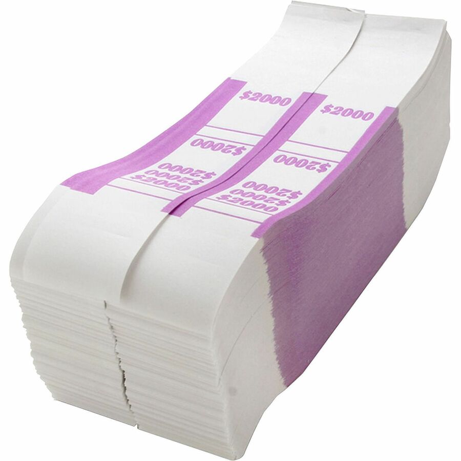Sparco White Kraft ABA Bill Straps - 1000 Wrap(s) - Total $2,000 in $20 Denomination - Kraft - Violet - 1000 / Pack