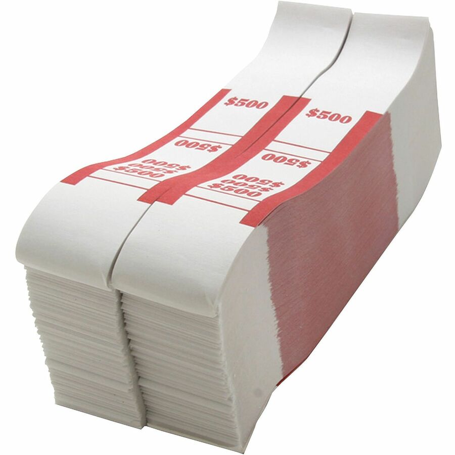 Sparco White Kraft ABA Bill Straps - 1000 Wrap(s) - Total $500 in $5 Denomination - Kraft - Red - 1000 / Pack