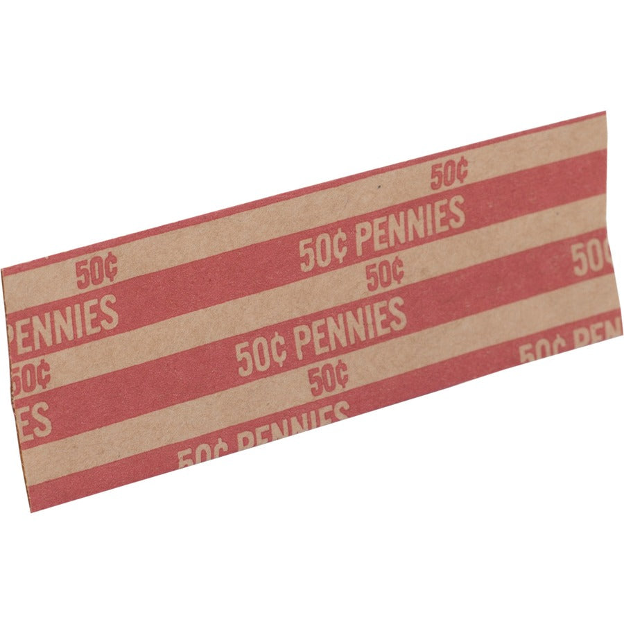 Sparco Flat Coin Wrappers - 1000 Wrap(s) - Total $0.50 in 50 Coins of 1� Denomination - 60 lb Basis Weight - Kraft - Red - 1000 / Pack
