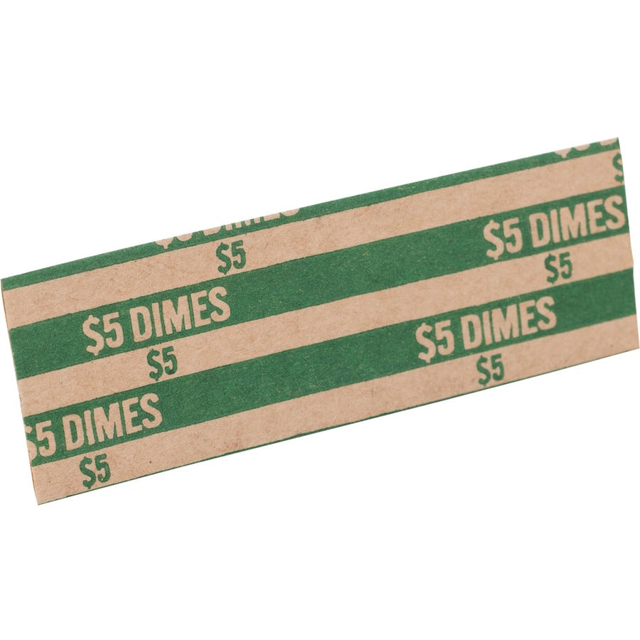 Sparco Flat Coin Wrappers - 1000 Wrap(s) - Total $5.0 in 50 Coins of 10� Denomination - 60 lb Basis Weight - Kraft - Green - 1000 / Pack