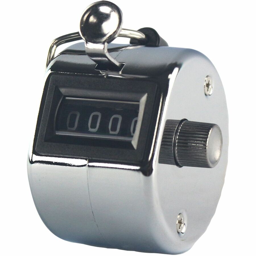 Sparco Finger Ring Tally Counter - 4 Digit - Finger Ring - Handheld - Chrome Plated Steel - Silver