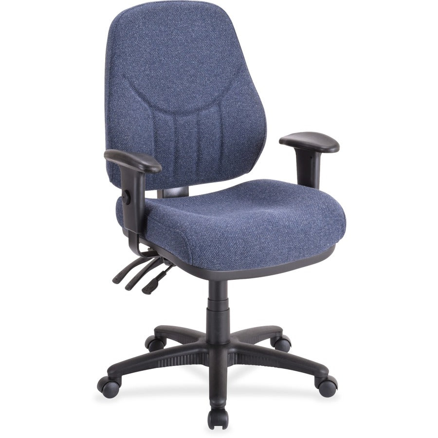 Lorell Bailey High-Back Multi-Task Chair - Blue Seat Color - Acrylic Seat Material - Black Frame Color - 1 Each