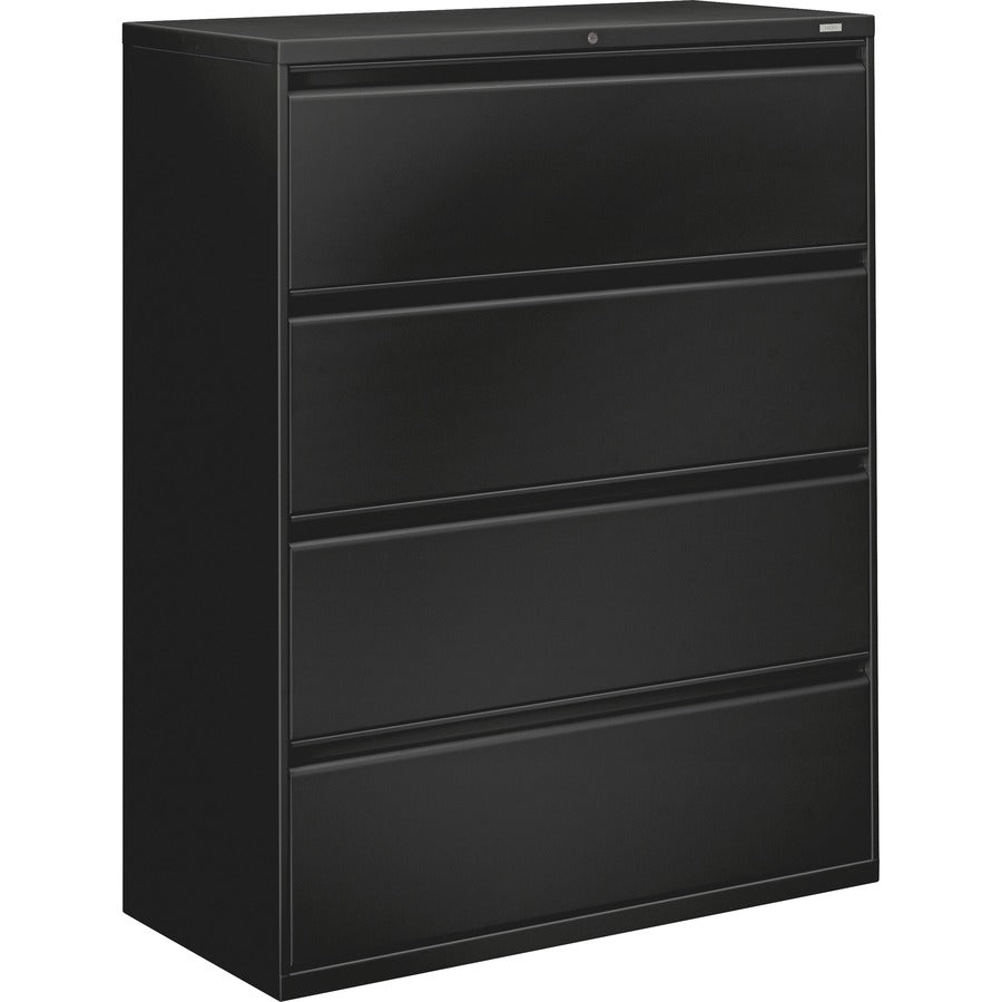 HON 800 Series Full-Pull Locking Lateral File - 4-Drawer - 42" Width x 19.3" Depth x 53.3" Height - 4 x Drawer(s) for File - Legal, Letter, A4 - Lateral - Ball-bearing Suspension, Locking System, Hanging Rail, Adjustable Drawer Glide, Tamper Resistant...