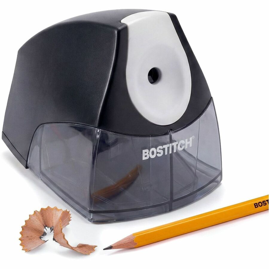 Bostitch Personal Electric Pencil Sharpener - Desktop - 1 Hole(s) - Helical - 4" Height x 3.5" Width x 5" Depth - Black, Silver - 1 Each