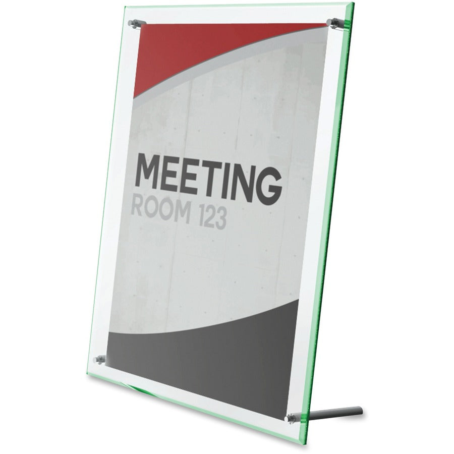 Deflecto Superior Image Beveled Edge Sign Holder - 8.5" Width x 12.6" Height x 3.4" Depth - Rectangular Shape - Lightweight, Self-standing, Beveled Edge - Clear - 1 Each
