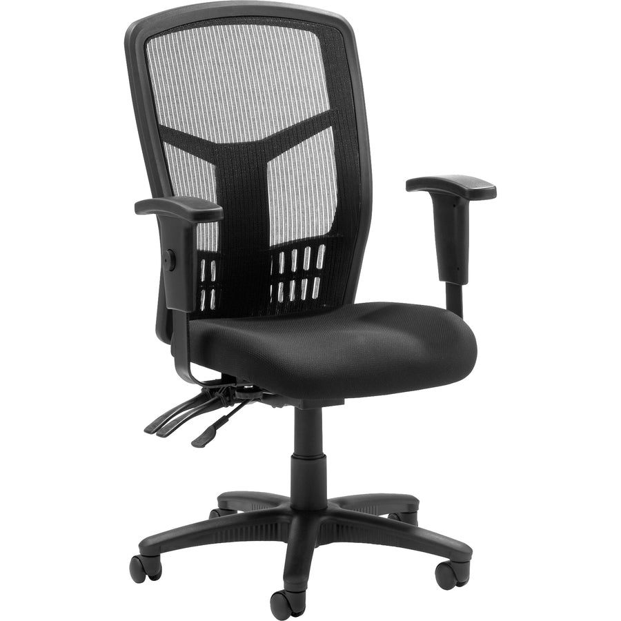 Lorell Executive High-back Mesh Chair - Black Seat Color - Fabric Seat Material - Black Back Color - Black Frame Color - Steel, Plastic Frame Material - High Back - 5-star Base - Armrest - 1 Each