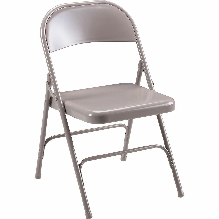 Lorell Folding Chairs - Beige Seat Color - Steel Seat Material - Beige Frame Color - Steel Frame Material - 4 / Carton