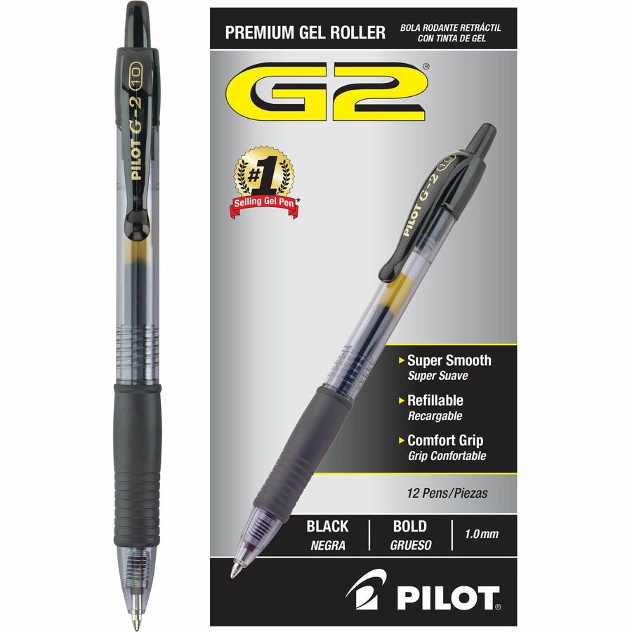 G2 Premium Gel Ink Retractable Pens - Refillable - Retractable - Black Ink - Gel-based - Black Barrel - 12 / Dozen