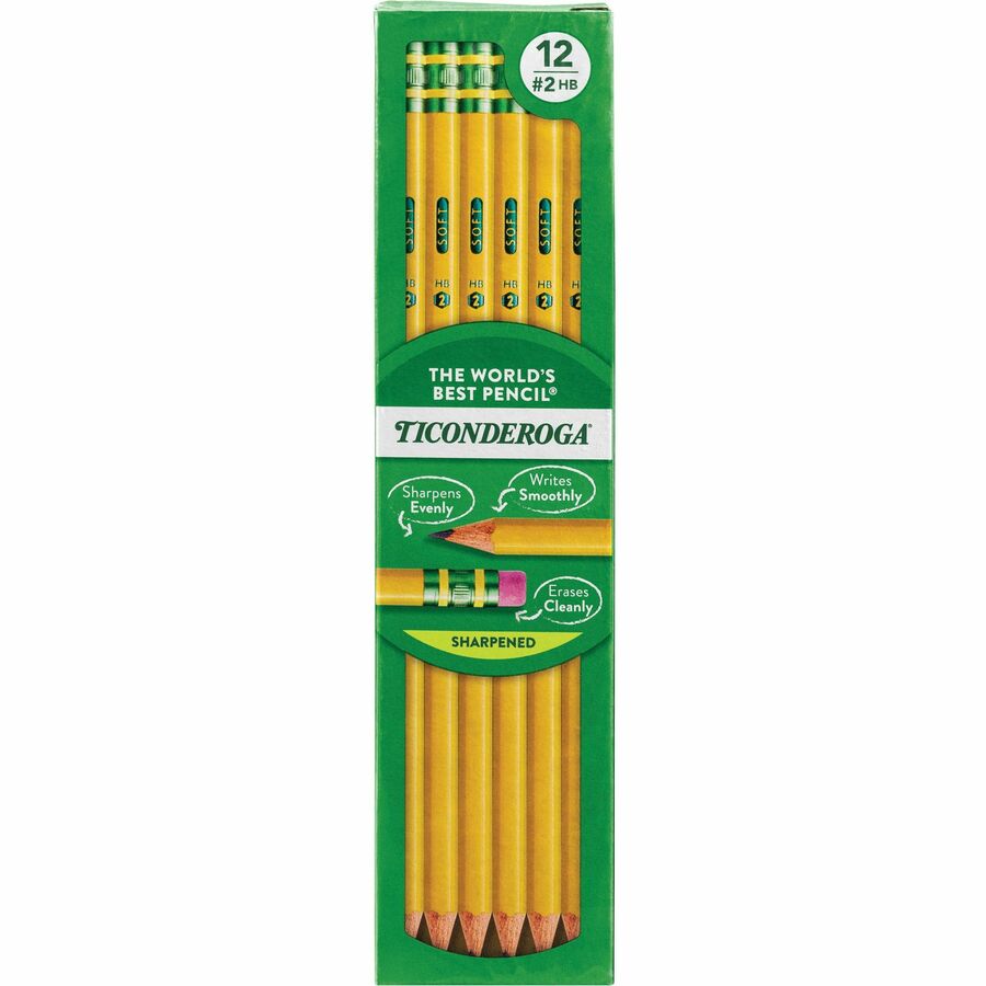 Ticonderoga Pre-Sharpened No. 2 Pencils - #2 - Yellow Cedar Barrel - 12 / Dozen