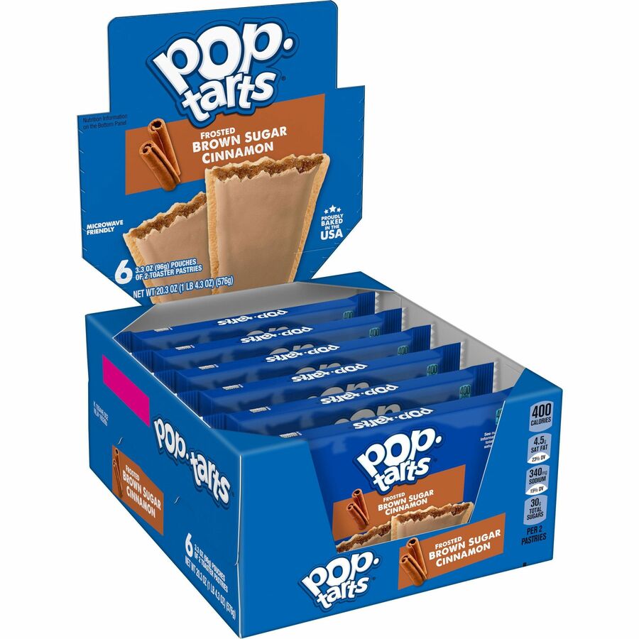 Pop Tarts Frosted Brown Sugar/Cinnamon Toaster Pastries - Cinnamon, Brown Sugar, Frosted Brown Sugar Cinnamon - 1 - 1.27 lb - 2/Pack - 6 / Box
