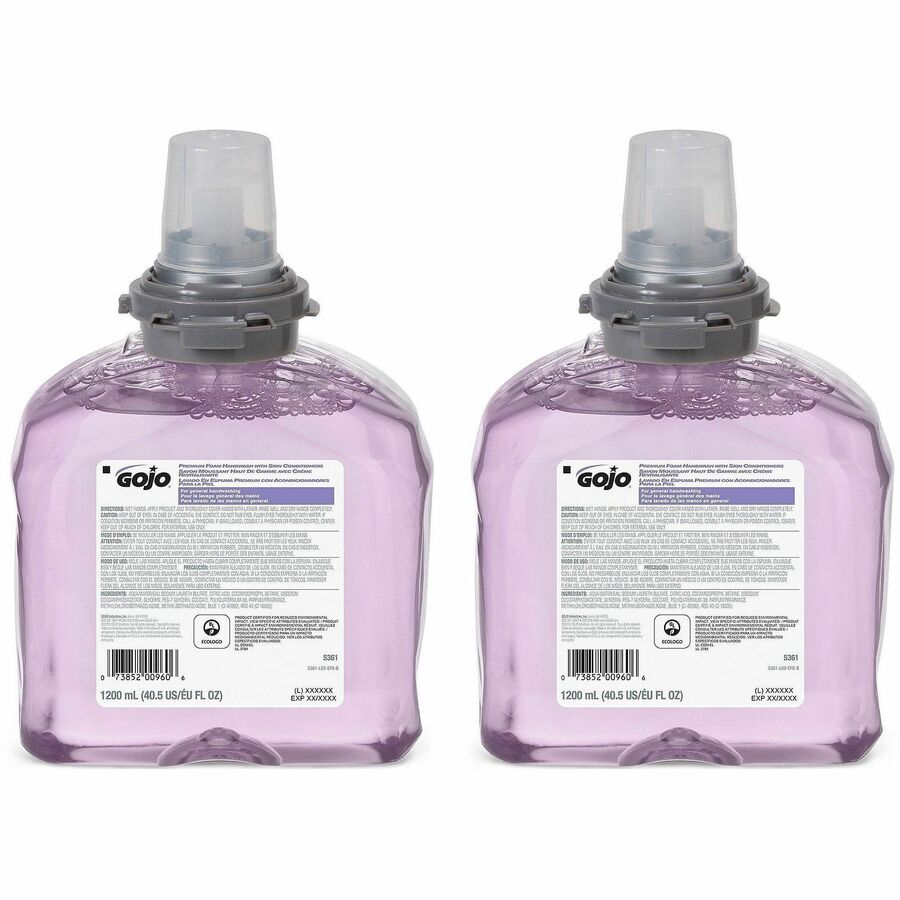 Gojo®, TFX Premium Foam Handwash - Fresh Scent - 1.27 quart - Hand, Skin - Rich Lather, Bio-based - 2 / Carton
