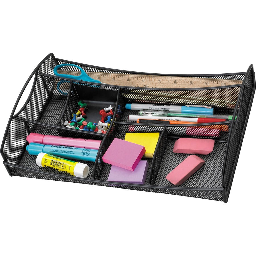 Safco Mesh Drawer Organizer - 7 Compartment(s) - 2.75" Height x 13" Width x 8.75" Depth - Black - Steel - 1 Each