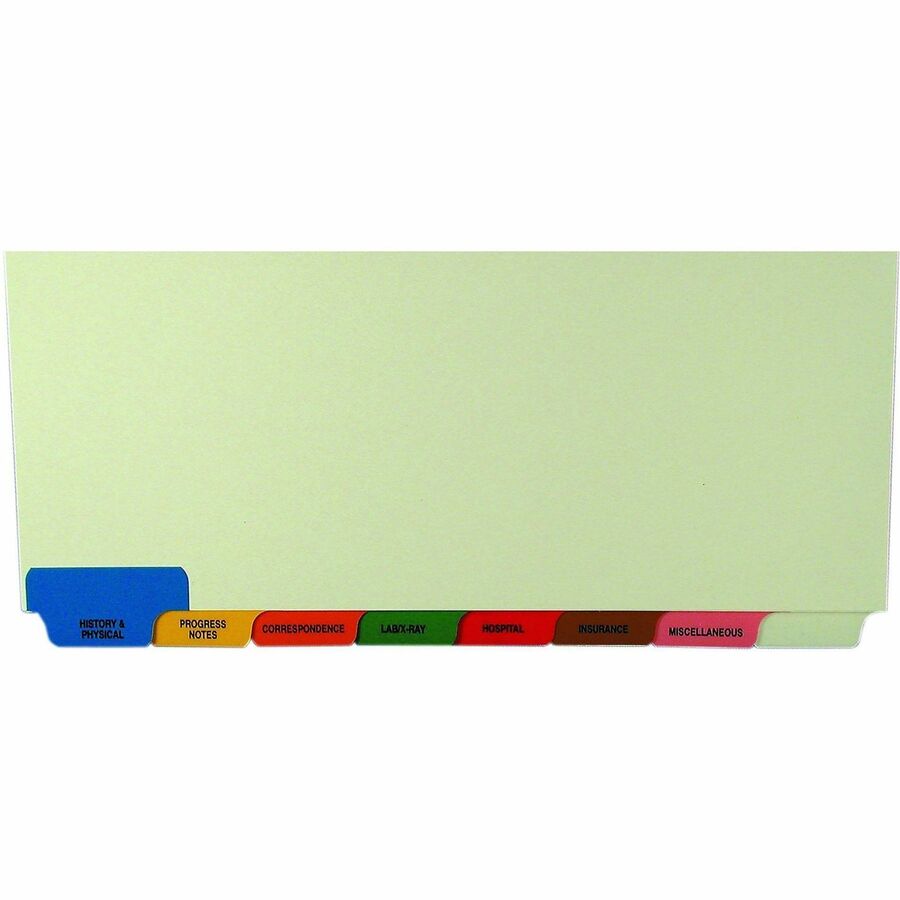 Tabbies 8-Bottom Tab Medical Chart Index Set - 8 Printed, Blank Tab(s) - Message - History & Physical, Progress Notes, Correspondence, Lab/X-Ray, Hospital, Insurance, Miscellaneous - 8 Tab(s)/Set - 8.5" Divider Width x 11.37" Divider Length - Manila Di...