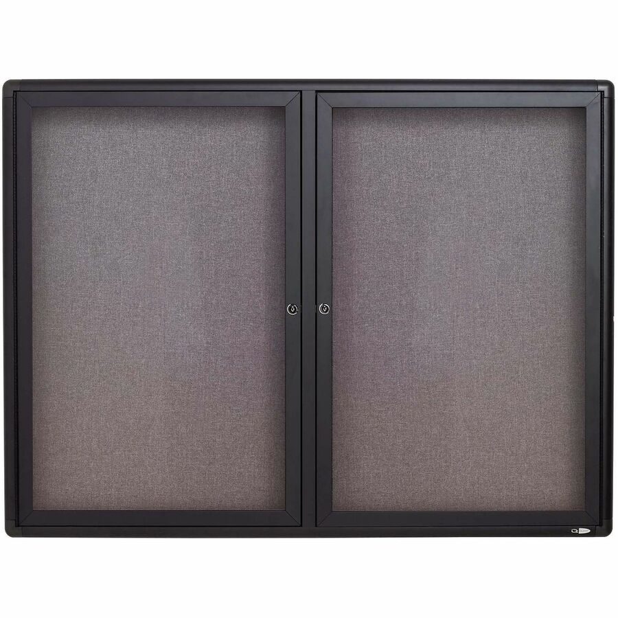 Quartet Enclosed Bulletin Board - 36" Board Height x 48" Board Width - Gray Fabric Surface - Hinged, Durable, Shatter Proof, Self-healing - Graphite Frame - 1 Each