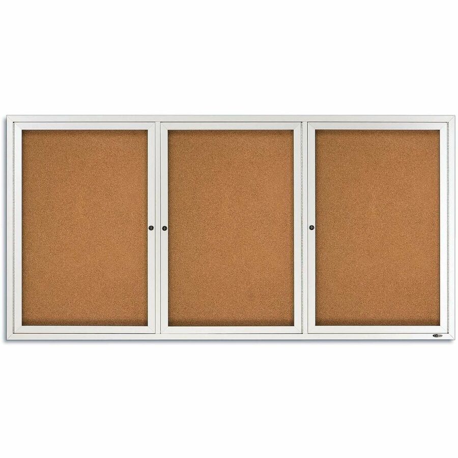 Quartet Enclosed Bulletin Board for Indoor Use - 48" Board Height x 72" Board Width - Brown Natural Cork Surface - Hinged, Self-healing, Shatter Proof, Rounded Corner, Durable - Silver Aluminum Frame - 1 Each