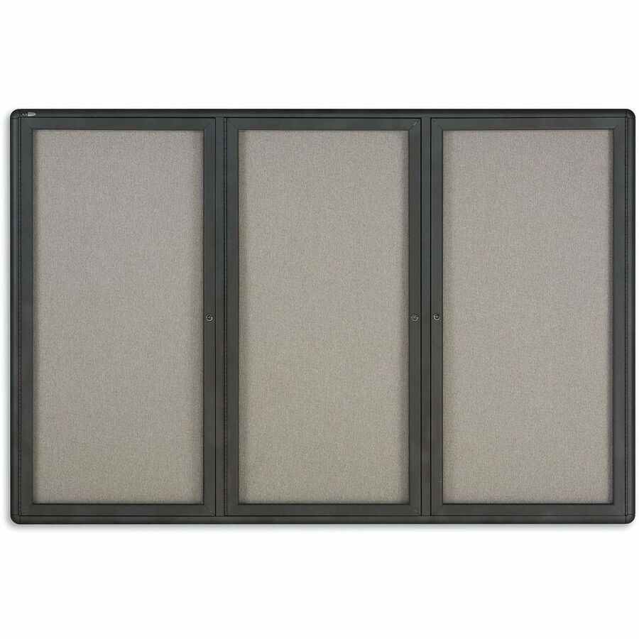 Quartet Enclosed Bulletin Board - 48" Board Height x 72" Board Width - Gray Fabric Surface - Hinged, Durable, Shatter Proof, Self-healing - Graphite Frame - 1 Each