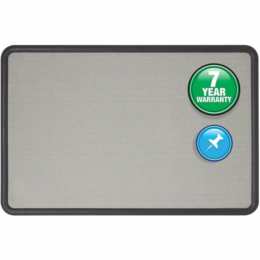 Quartet Contour Bulletin Board - 24" Board Height x 36" Board Width - Gray Fabric Surface - Durable, Self-healing - Black Frame - 1 Each