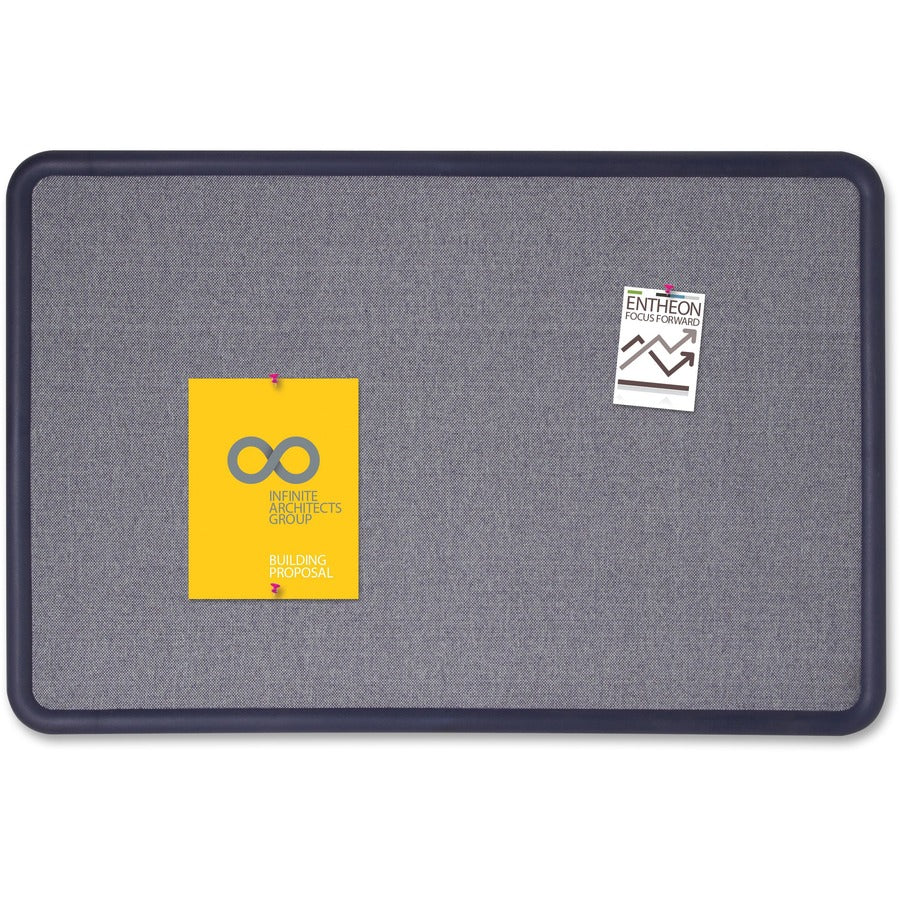 Quartet Contour Bulletin Board - 36" Board Height x 48" Board Width - Blue Fabric Surface - Durable, Self-healing - Navy Frame - 1 Each