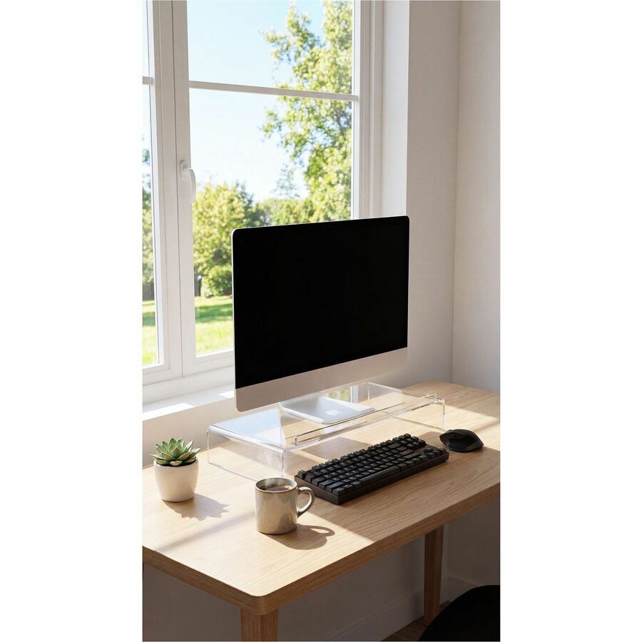 Kantek Monitor Stand with Keyboard Storage - Up to 19" Screen Support - 50 lb Load Capacity - CRT Display Type Supported - DepthDesktop - Acrylic - Clear