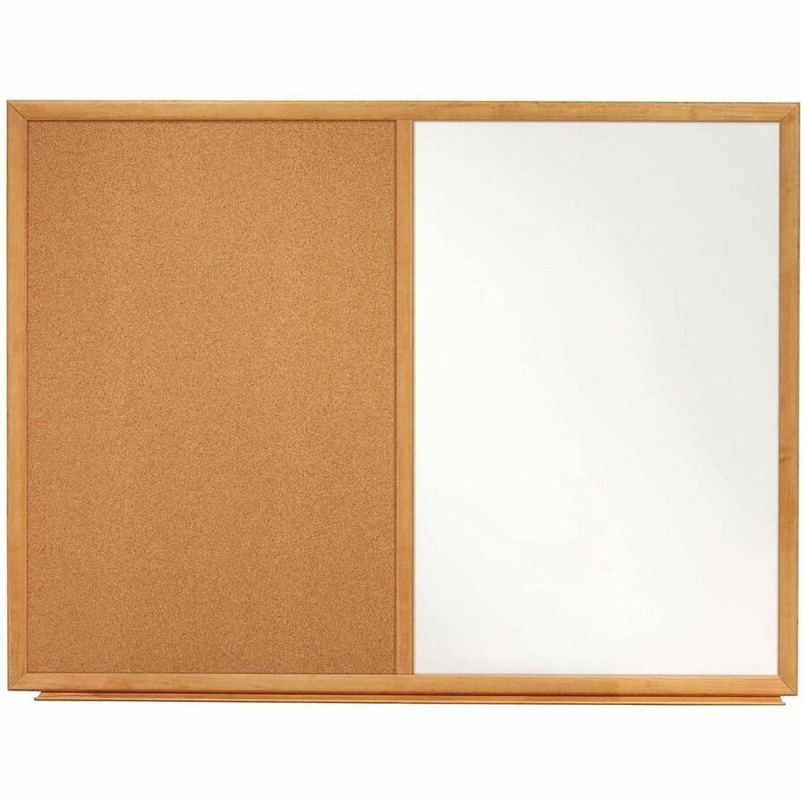 Quartet Standard Combination Whiteboard/Cork Bulletin Board - 36" (3 ft) Width x 24" (2 ft) Height - White Melamine Surface - Oak Frame - Rectangle - Horizontal/Vertical - 1 Each