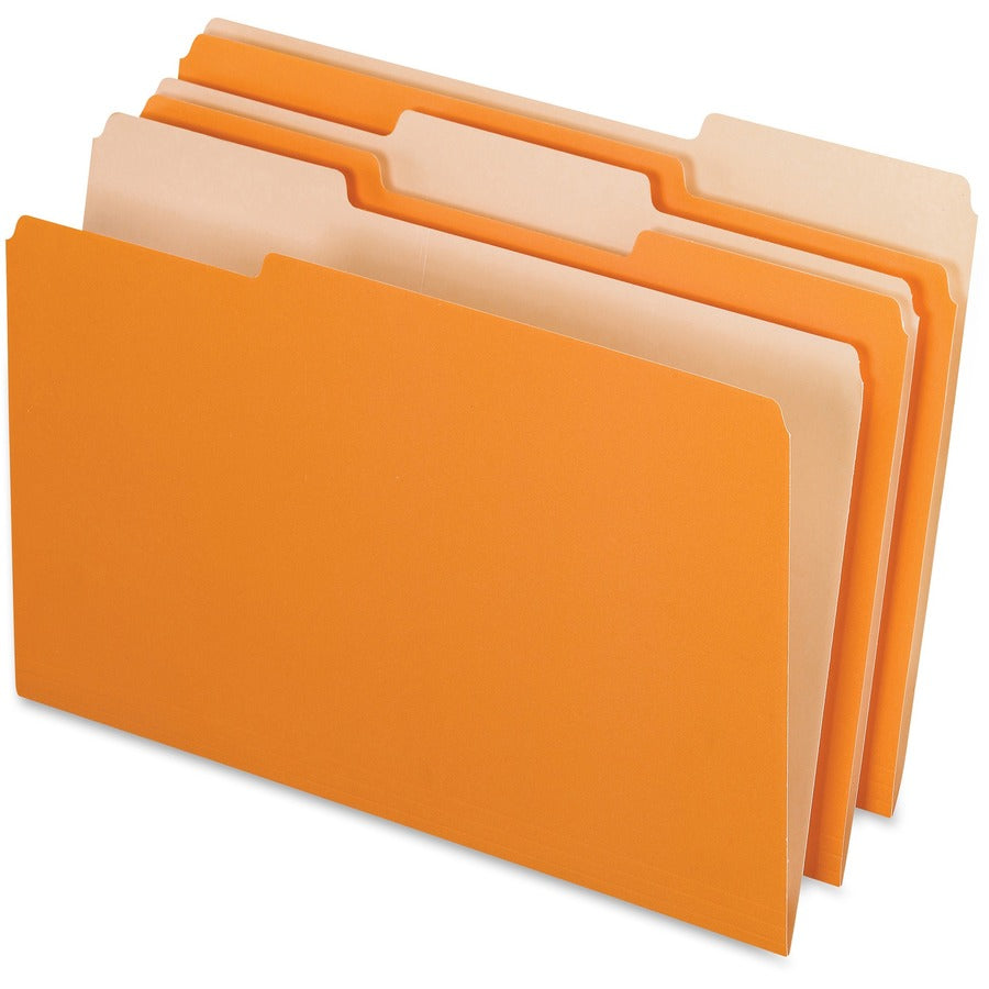 Pendaflex 1/3 Tab Cut Legal Top Tab File Folder - 8 1/2" x 14" - Orange - Acid-free - 10% Recycled - 100 / Box