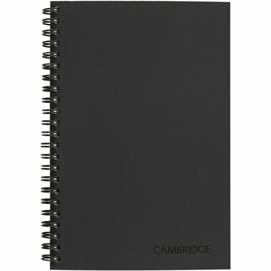 Cambridge Limited Business Notebooks - 80 Sheets - Wire Bound - College Ruled Front Ruling - 0.28" Ruled - 20 lb Basis Weight - 8" x 5" Sheet Size - White Paper - Black Binding - Black Linen Cover - Bond Paper, Perforated, Subject, Flexible Cover, Dura...