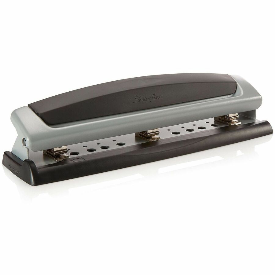 Swingline Precision Pro Desktop Punch - 3 Punch Head(s) - 10 Sheet - 9/32" Punch Size - Metal - Black, Silver