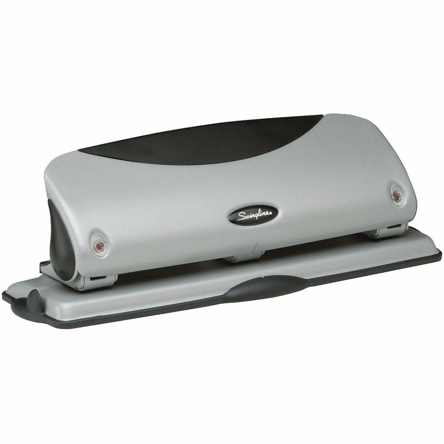 Swingline EasyView Desktop Punch - 3 Punch Head(s) - 12 Sheet - 9/32" Punch Size - Black, Silver