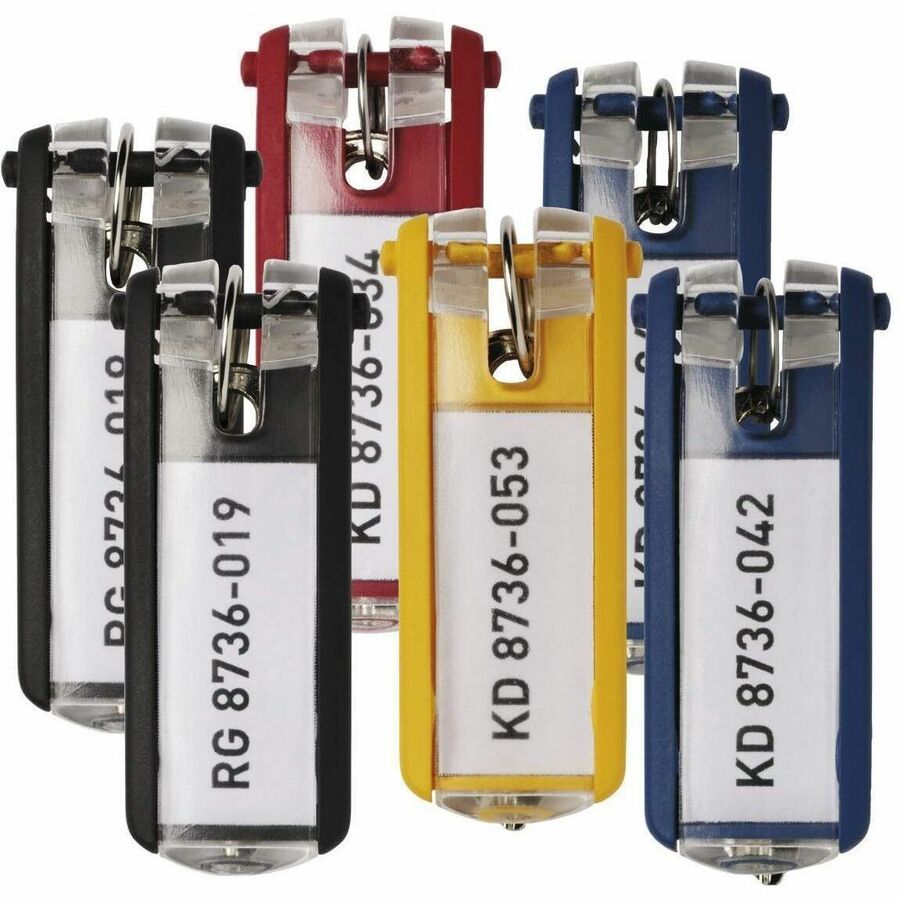 DURABLE Label Window Key Tags - Plastic - Black - 6 / Pack