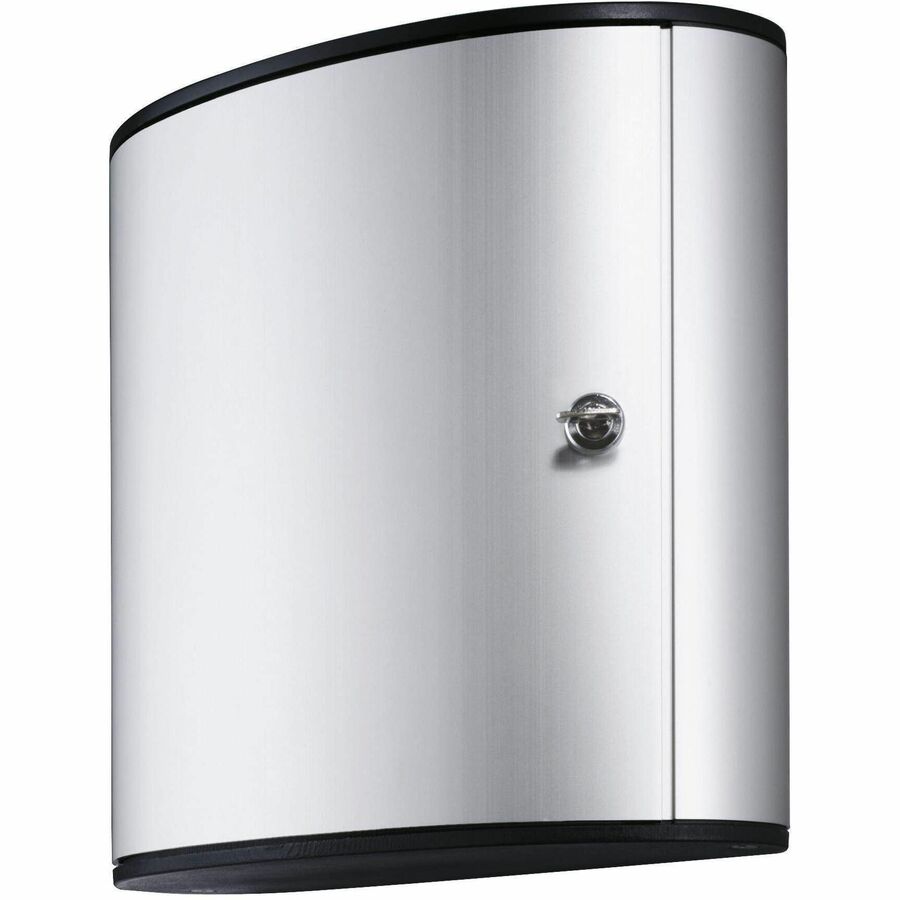 DURABLE 36 Key Brushed Aluminum Cabinet - 4.8" Width x 11" Depth x 11.9" Height - 1 x Front Open Door(s) - Security Lock - Silver - Aluminum