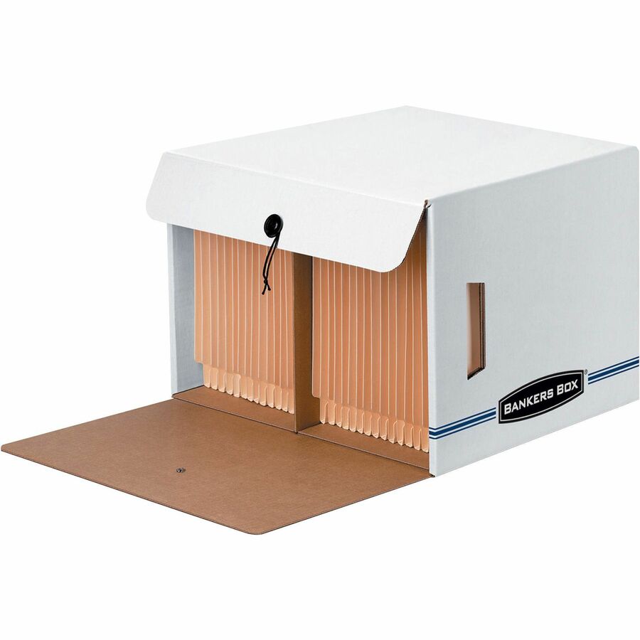 Bankers Box Side-Tab File Storage Boxes - Internal Dimensions: 15.25" Width x 13.50" Depth x 10.75" Height - External Dimensions: 16" Width x 14" Depth x 11.3" Height - Media Size Supported: Letter - String/Button Tie Closure - Light Duty - Stackable...