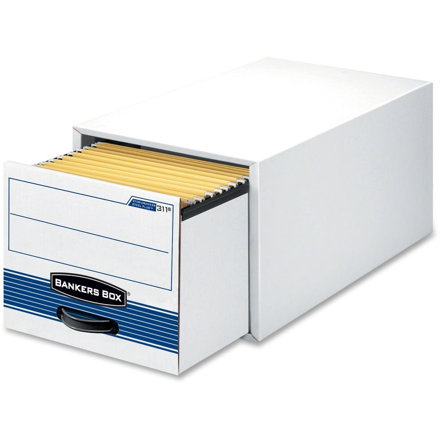 Bankers Box Stor/Drawer Steel Plus Letter-size File Storage Boxes - Internal Dimensions: 12.50" Width x 23.25" Depth x 10.38" Height - External Dimensions: 14" Width x 25.5" Depth x 11.5" Height - Media Size Supported: Letter - Heavy Duty - Stackable...