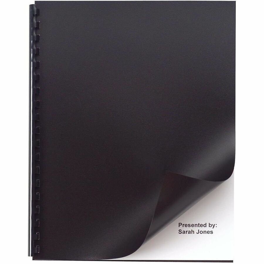 GBC Letter Presentation Cover - 8 1/2" x 11" - Plastic - Black - Tear Proof, Spill Proof, Unpunched, Moisture Resistant, Opaque, Heavy Duty - 50 / Pack