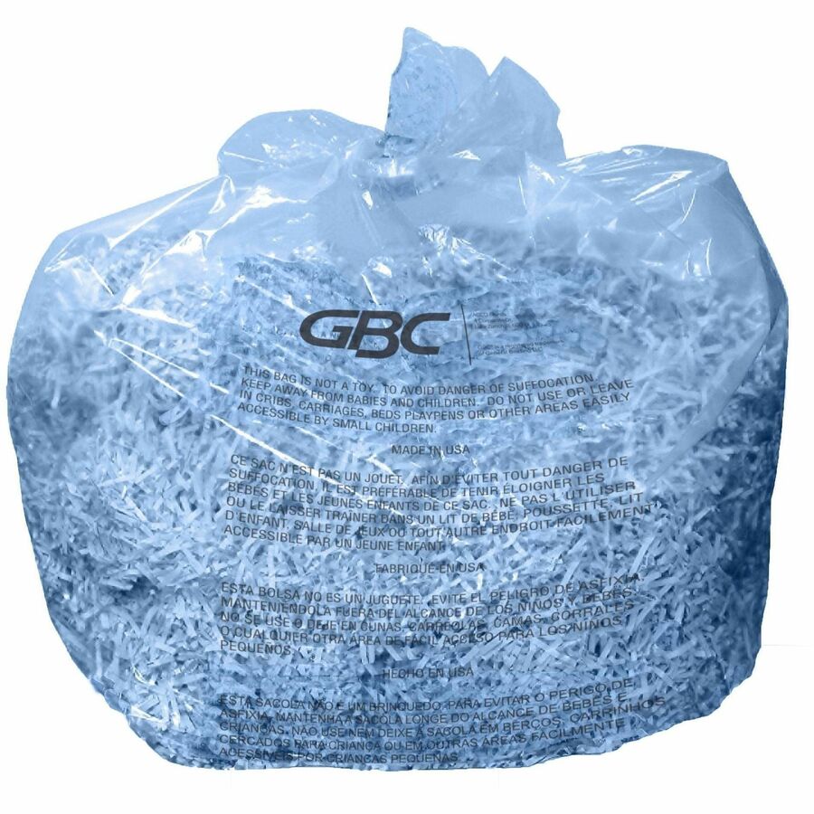 GBC 13-19 Gallon Shredder Bags - 19 gal - Plastic - Clear - 25 / Box