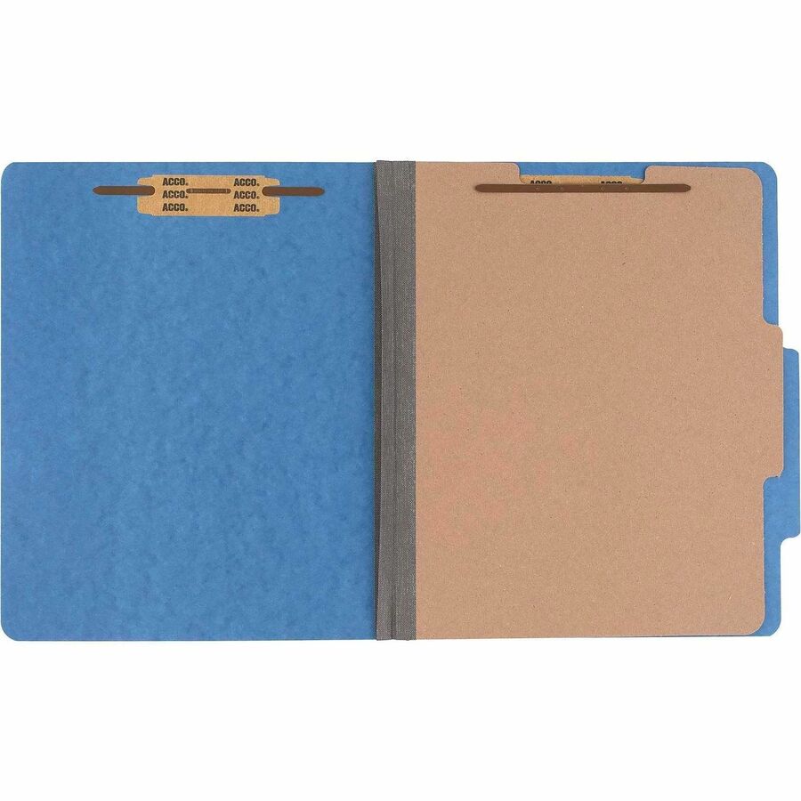 ACCO Letter Classification Folder - 2" Folder Capacity - 8 1/2" x 11" - 4 x Clip Fastener - 1 Divider - Pressboard, Tyvek - Sky Blue - 10 / Box